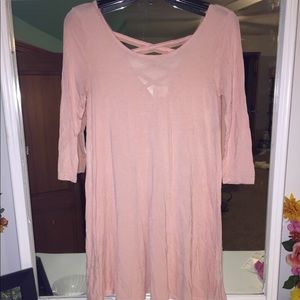 Pale Pink T-shirt Dress cross cross back